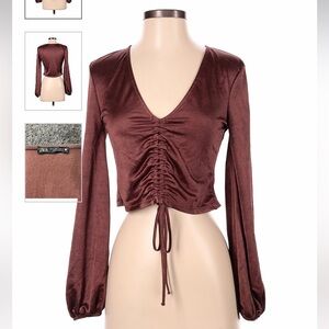 Zara brown silky crop top size medium